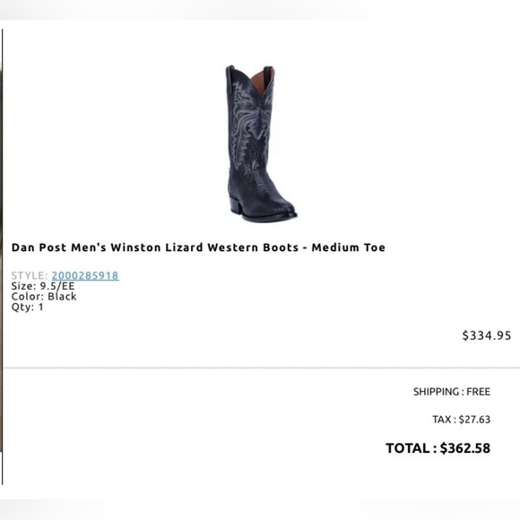 Dan Post Lizard Western Boots- Size 9.5 - Picture 4 of 8